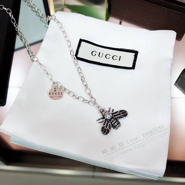 GUCCi飾品 古馳s925純銀女項鏈 Gucci新款蜜蜂鑲鑽項鏈 長鏈  zgbq1195